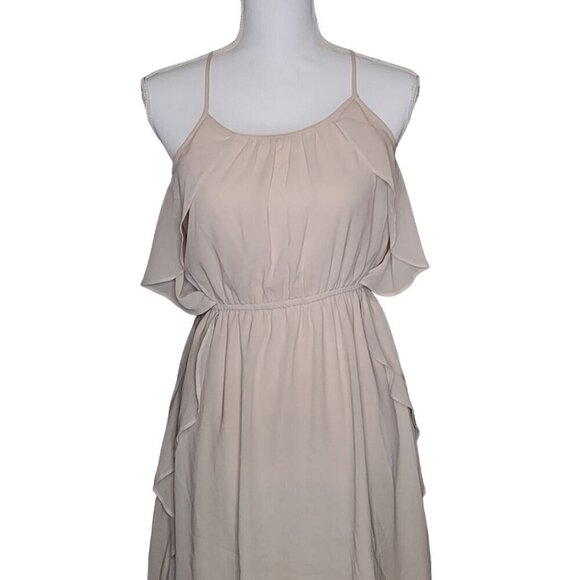 Beautiful Flirty Beige Summer Dress Women's Knee Length Fun - Picture 4 of 10